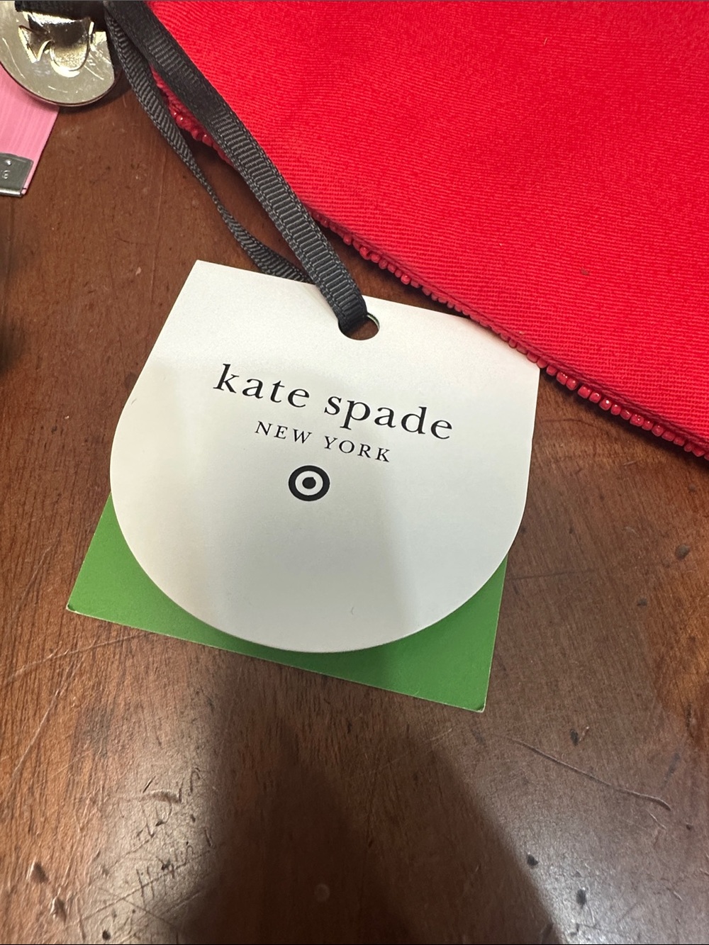 kate spade red beaded 'GOING TO TARGET' pouch wristlet - Picture 8 of 10